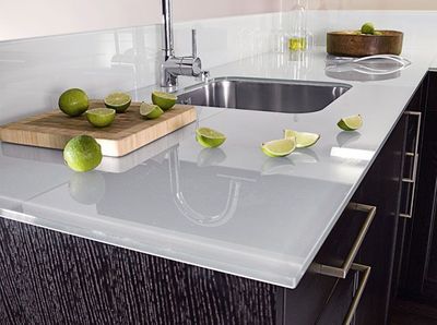 Plan de travail en verre laqué